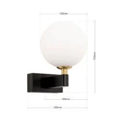 Aplique de pared Mara, negro, cristal, 17,5 cm de altura, G9, IP44