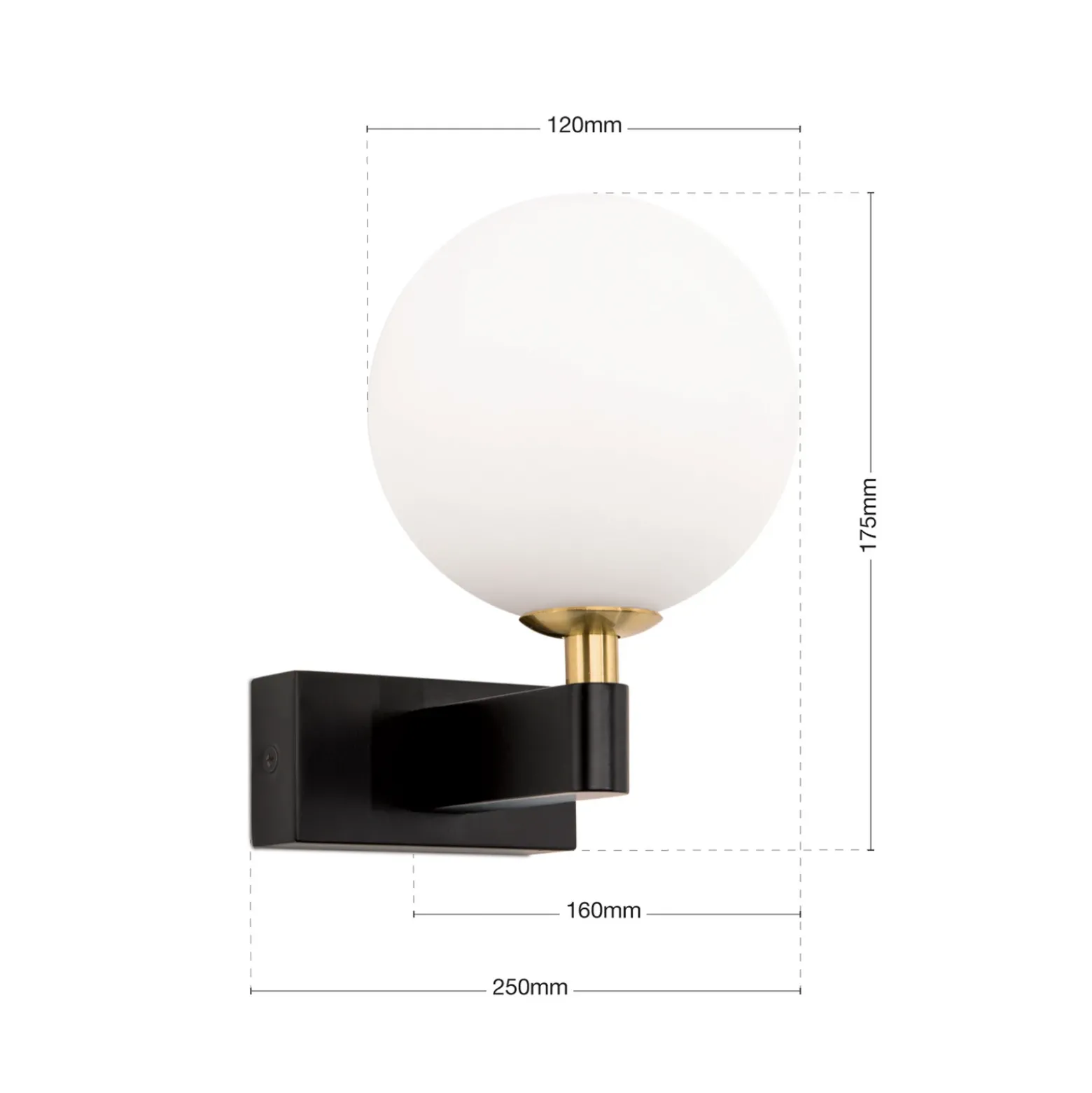 Aplique de pared Mara, negro, cristal, 17,5 cm de altura, G9, IP44