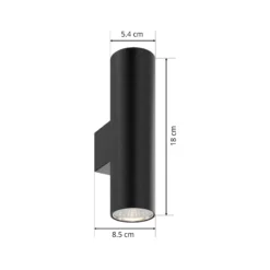 Aplique de pared Marion de Euluna, negro, altura 18 cm, acero, luz hacia