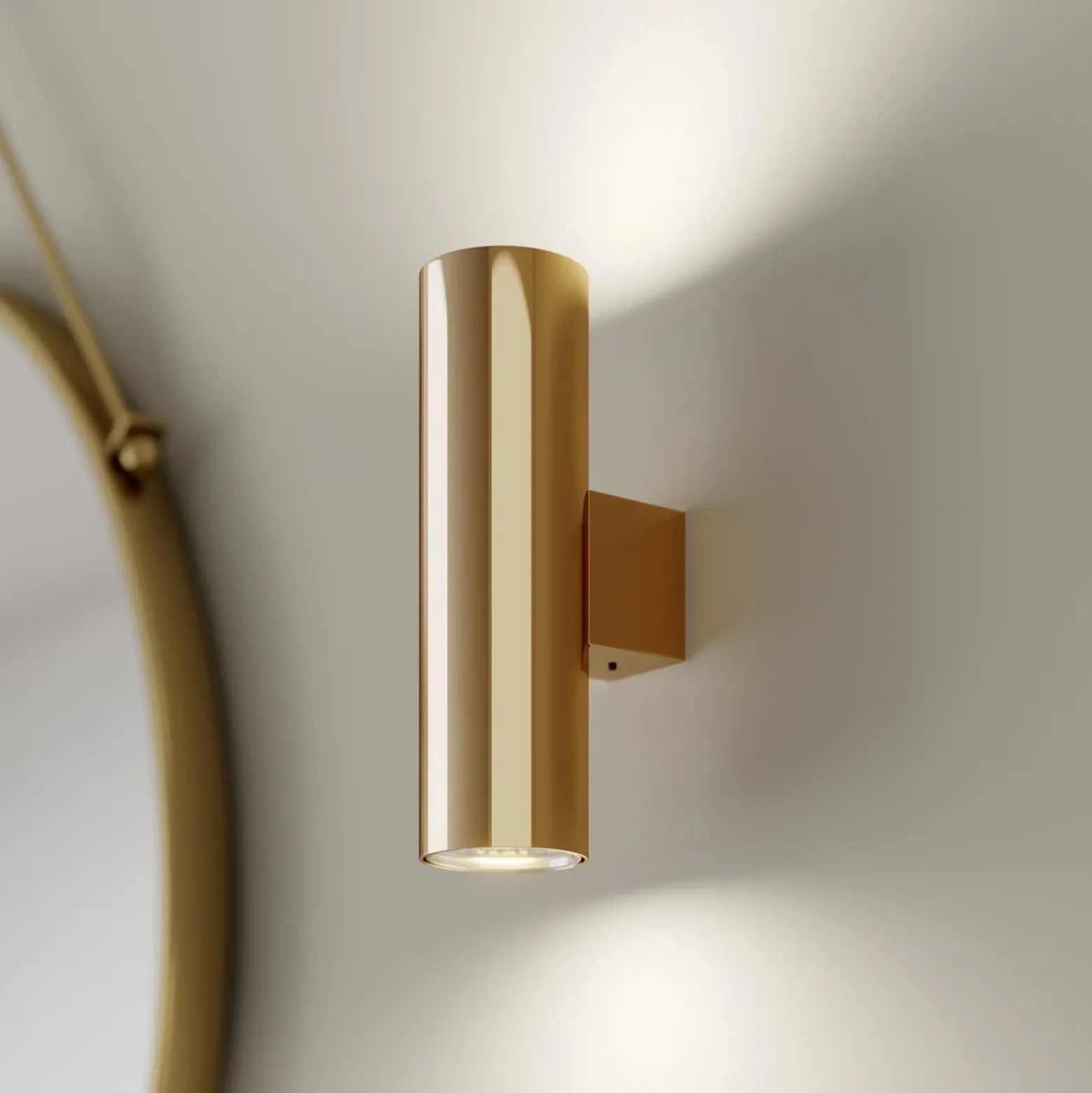 Aplique de pared Marion, latón, altura 18 cm, acero, luz hacia arriba/hacia