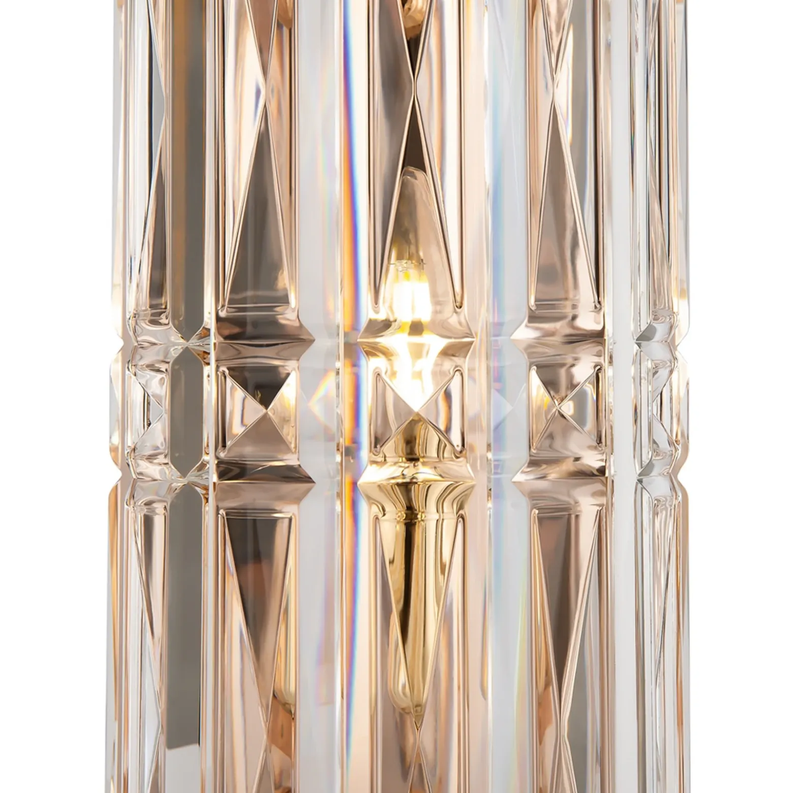 Aplique de pared Maytoni Facet, altura 25 cm, color dorado, cristal, E14