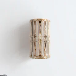 Aplique de pared Maytoni Facet, altura 25 cm, color dorado, cristal, E14