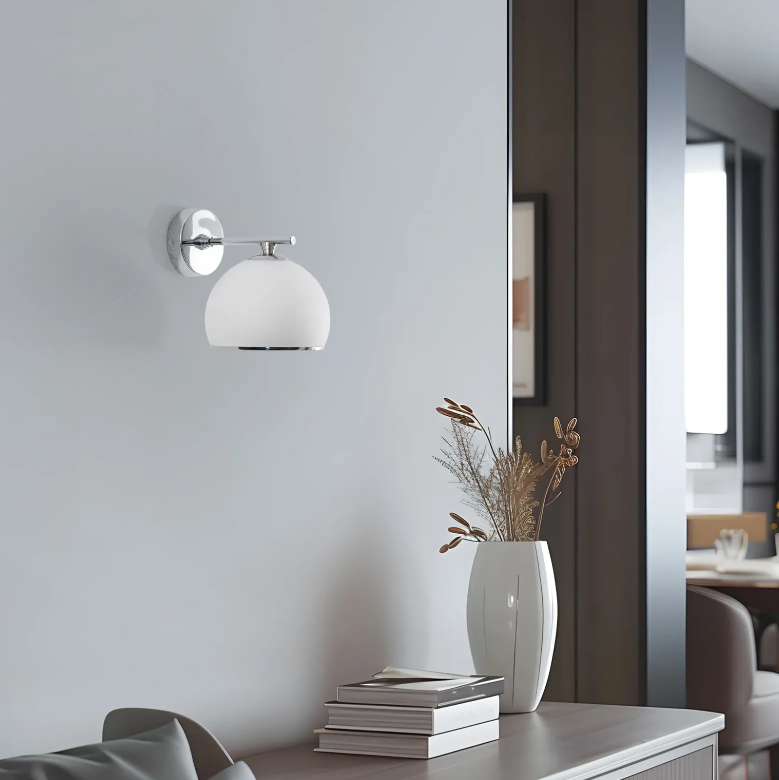 Aplique de pared Mina, color cromo, metal/vidrio