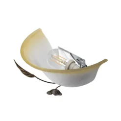 Aplique de pared Mira, crema/bronce, cristal, 30 cm de ancho, E27