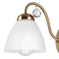 Aplique de pared Miranda con pantalla de cristal, latón