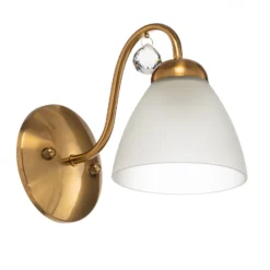 Aplique de pared Miranda con pantalla de cristal, latón