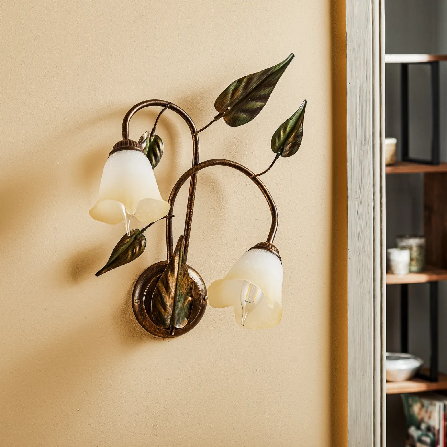 Aplique de pared Miranda 2 luces, bronce