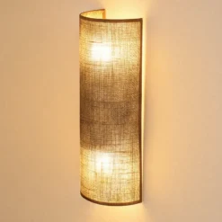 Aplique de pared «Nature», yute, altura 40 cm, tejido, luz hacia arriba/hacia