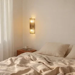 Aplique de pared «Nature», yute, altura 40 cm, tejido, luz hacia arriba/hacia