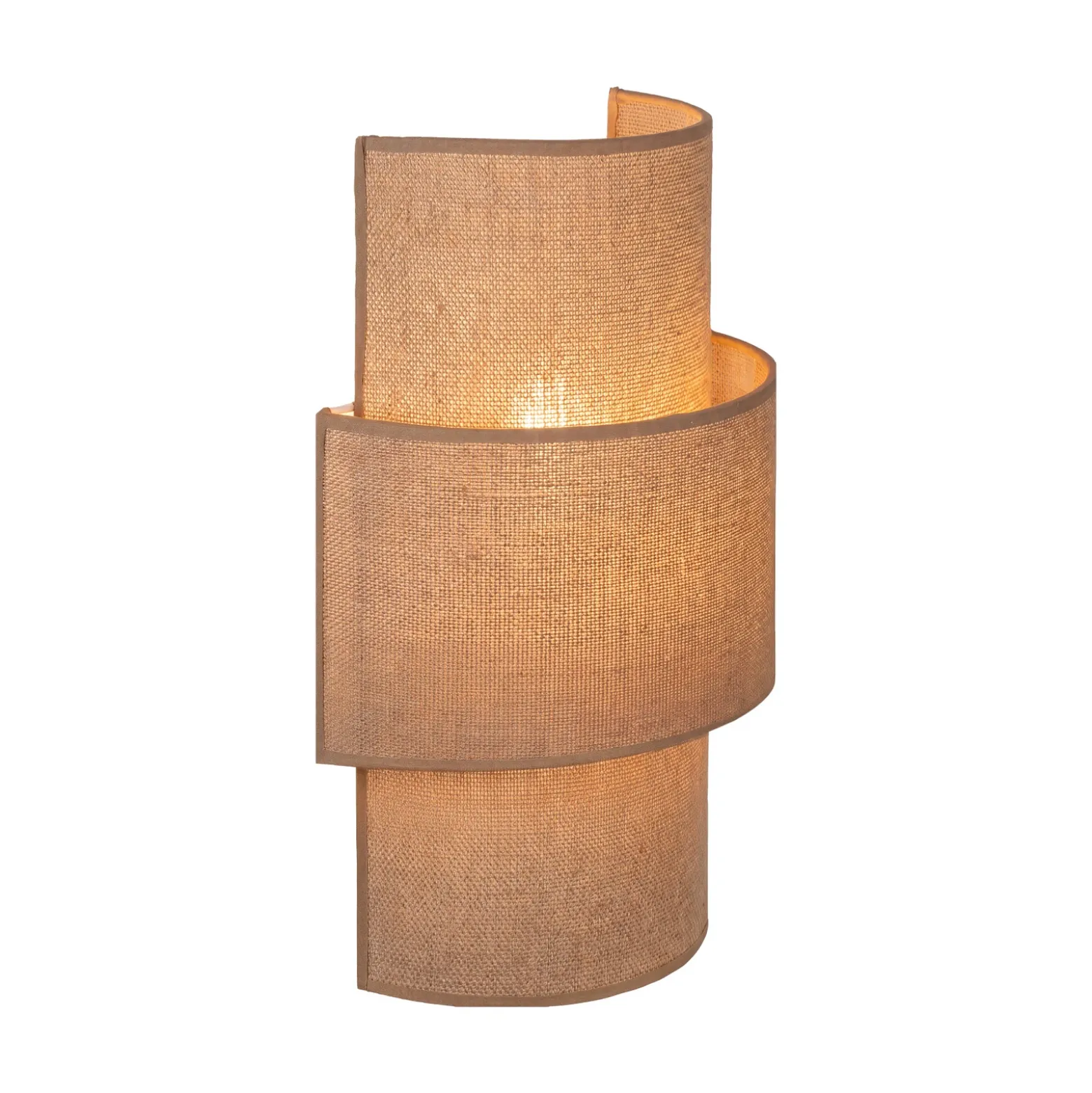 Aplique de pared «Nature», yute, altura 41 cm, tejido, luz hacia arriba/hacia