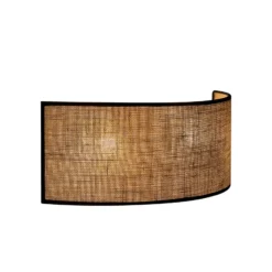 Aplique de pared Nature, yute/negro, 40 cm de ancho, tejido, luz hacia