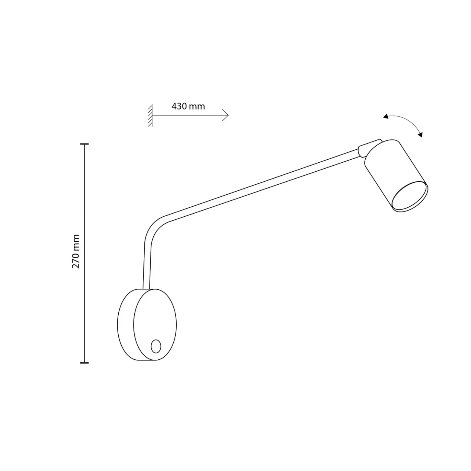 Aplique de pared Nex, negro, metal, altura 27 cm, GU10
