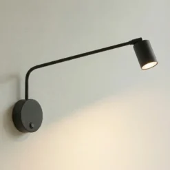 Aplique de pared Nex, negro, metal, altura 27 cm, GU10