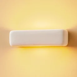Aplique de pared Noris con luz hacia arriba y hacia abajo, de cerámica blanca