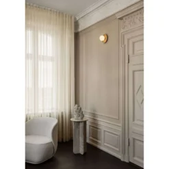 Aplique de pared Nuura Liila Muuse, Ø 20 cm, IP44, dorado/ópalo