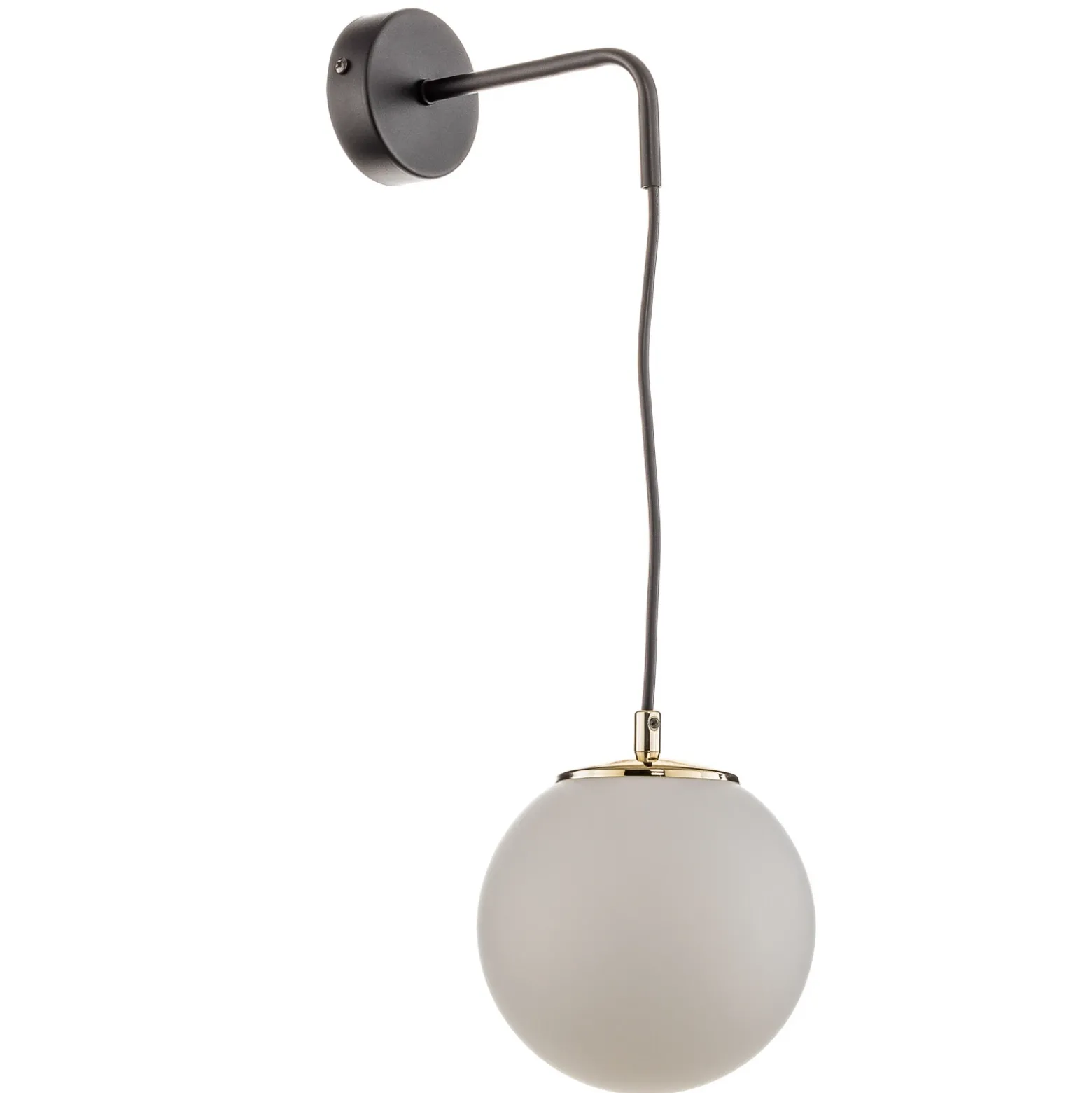 Aplique de pared Ognis K1 con pantalla esférica, negro/dorado