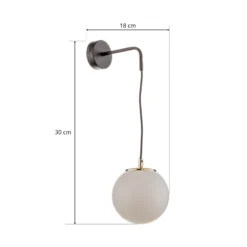 Aplique de pared Ognis K1 con pantalla esférica, negro/dorado