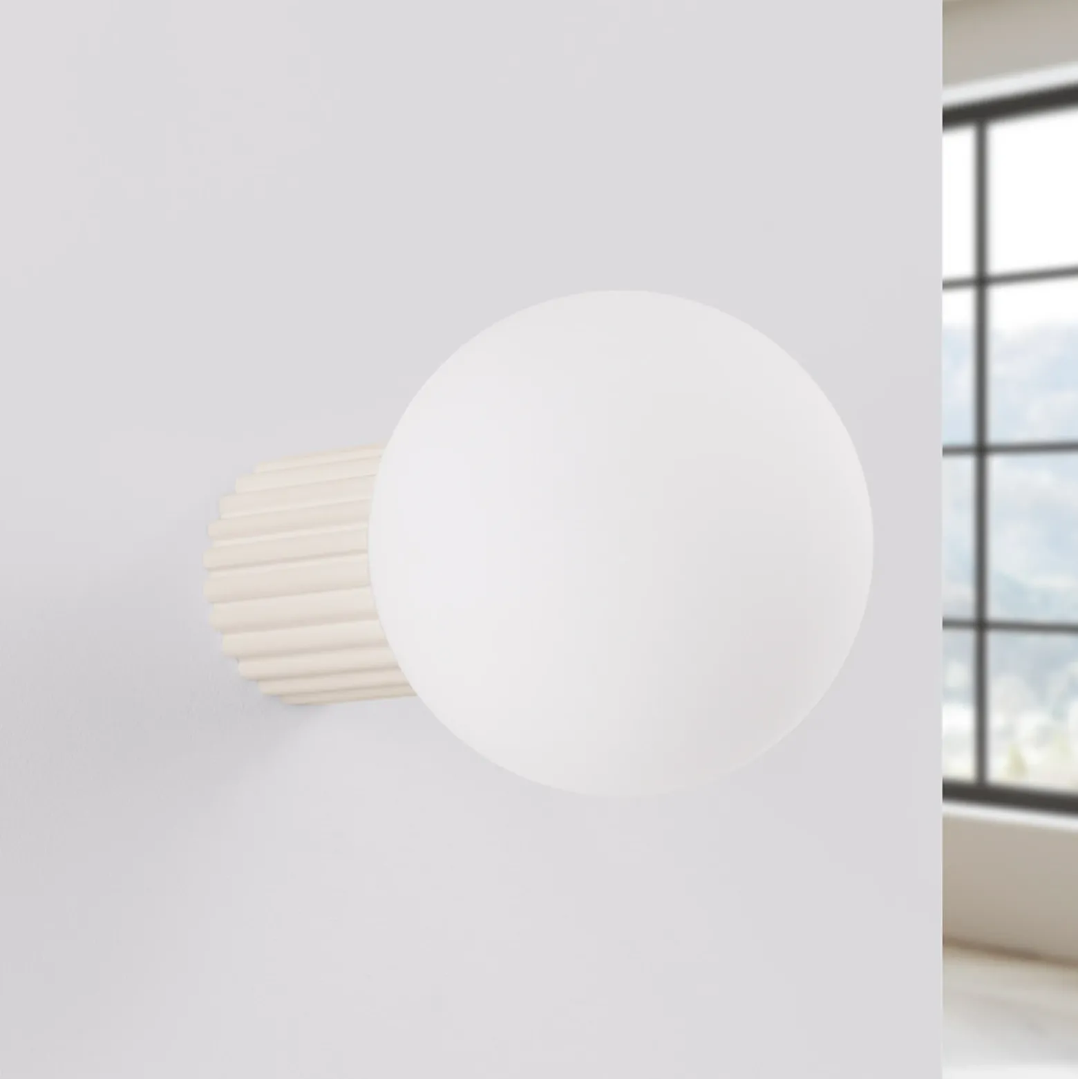 Aplique de pared ORBI, beige, vidrio/metal, Ø 12 cm, IP44, G9