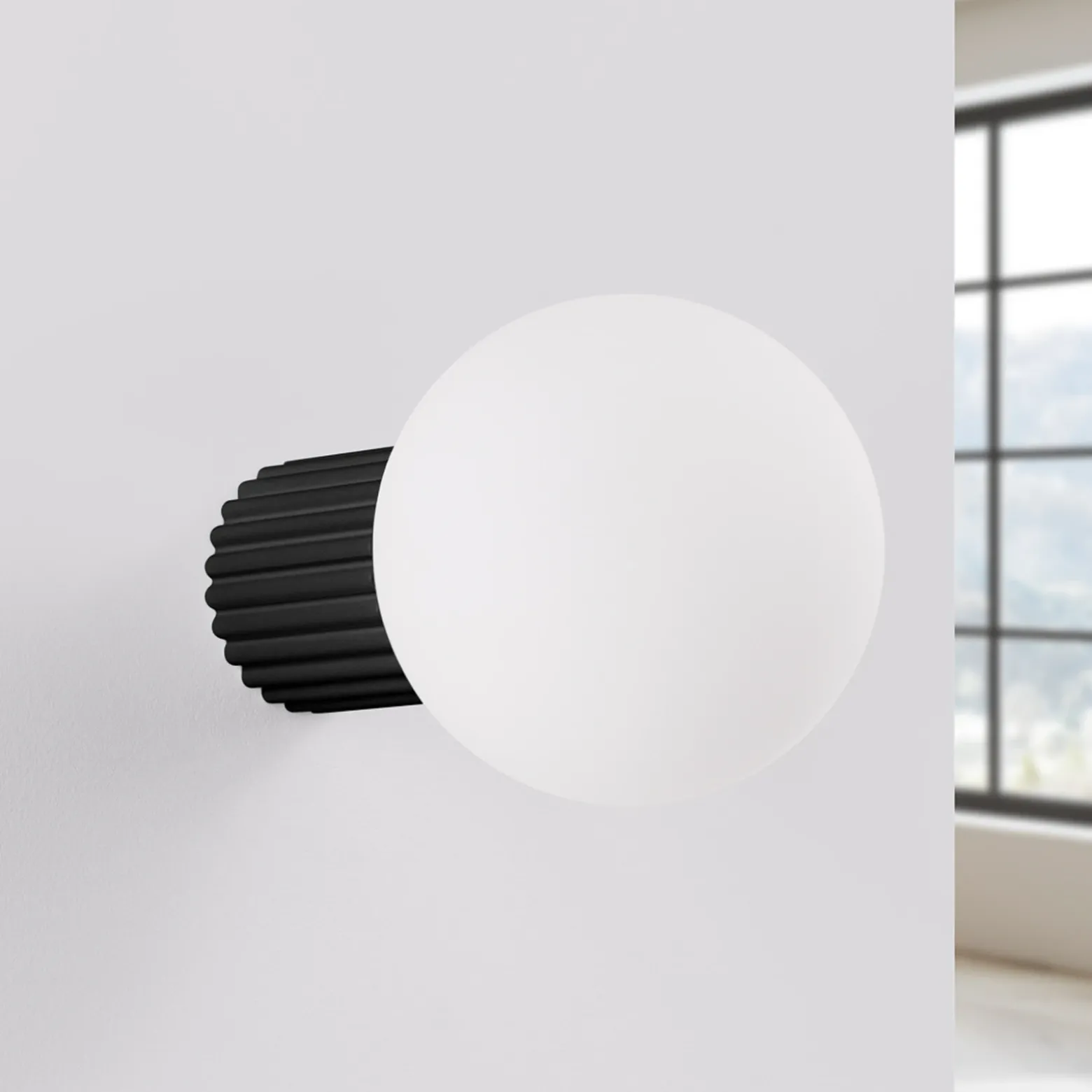Aplique de pared ORBI, negro, vidrio/metal, Ø 12 cm, IP44, G9