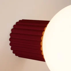 Aplique de pared ORBI, rojo oscuro, vidrio/metal, Ø 12 cm, IP44, G9