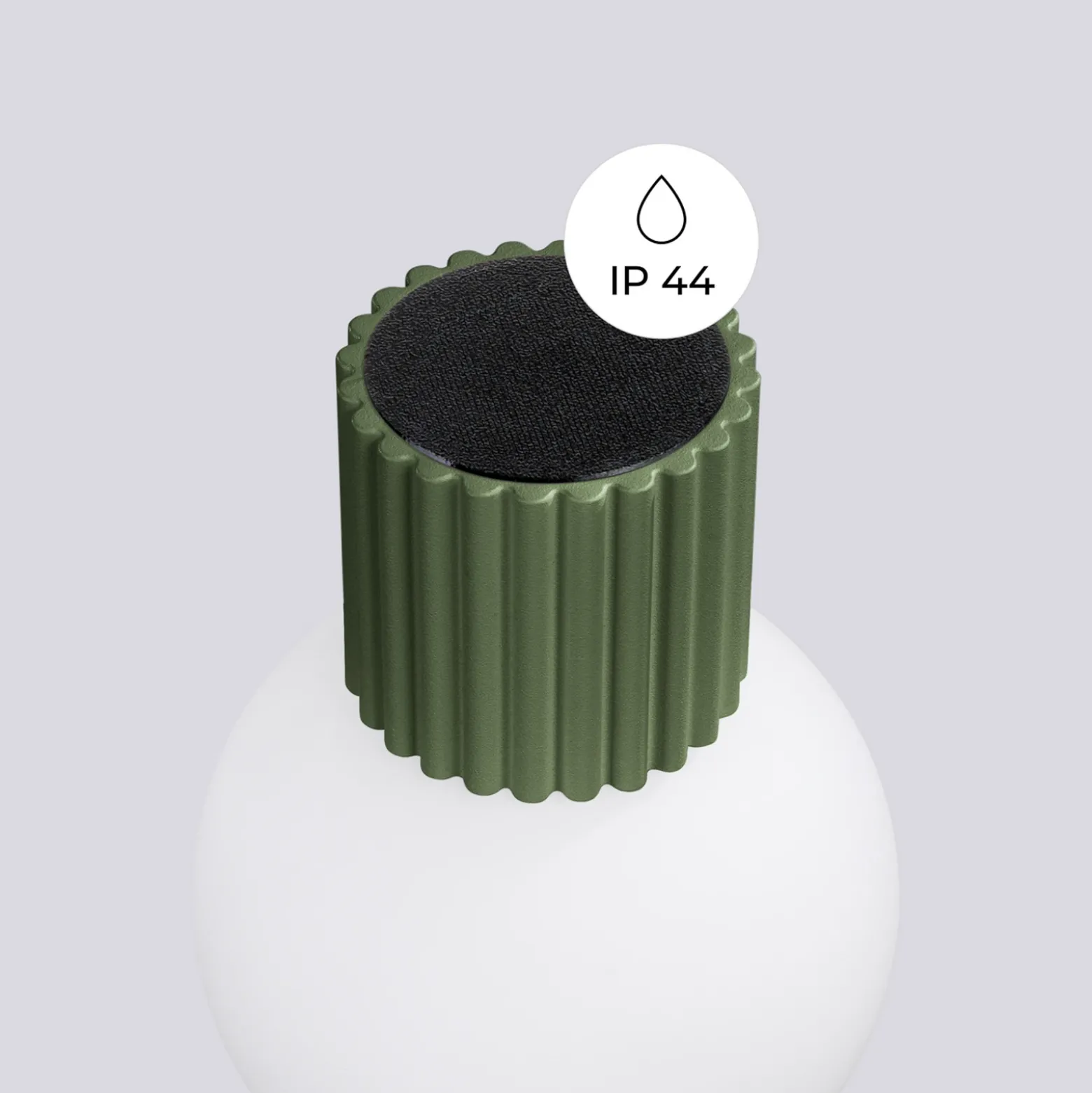 Aplique de pared ORBI, verde oliva, vidrio/metal, Ø 12 cm, IP44, G9