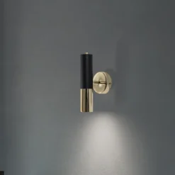 Aplique de pared Orino, negro/dorado, metal, GU10