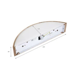 Aplique de pared Oro, madera de roble/cristal, 41 cm de ancho, E27