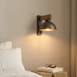 Aplique de pared Oslo, marrón, metal, 20 cm de altura, E27