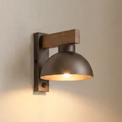 Aplique de pared Oslo, marrón, metal, 20 cm de altura, E27