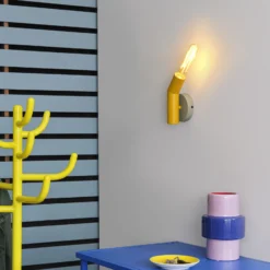 Aplique de pared OSRAM Decor Straw, 1 luz, gris/amarillo, acero, E27