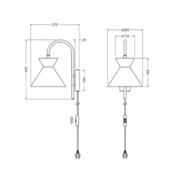 Aplique de pared OSRAM Decor Waist, acero, negro, E27, enchufe