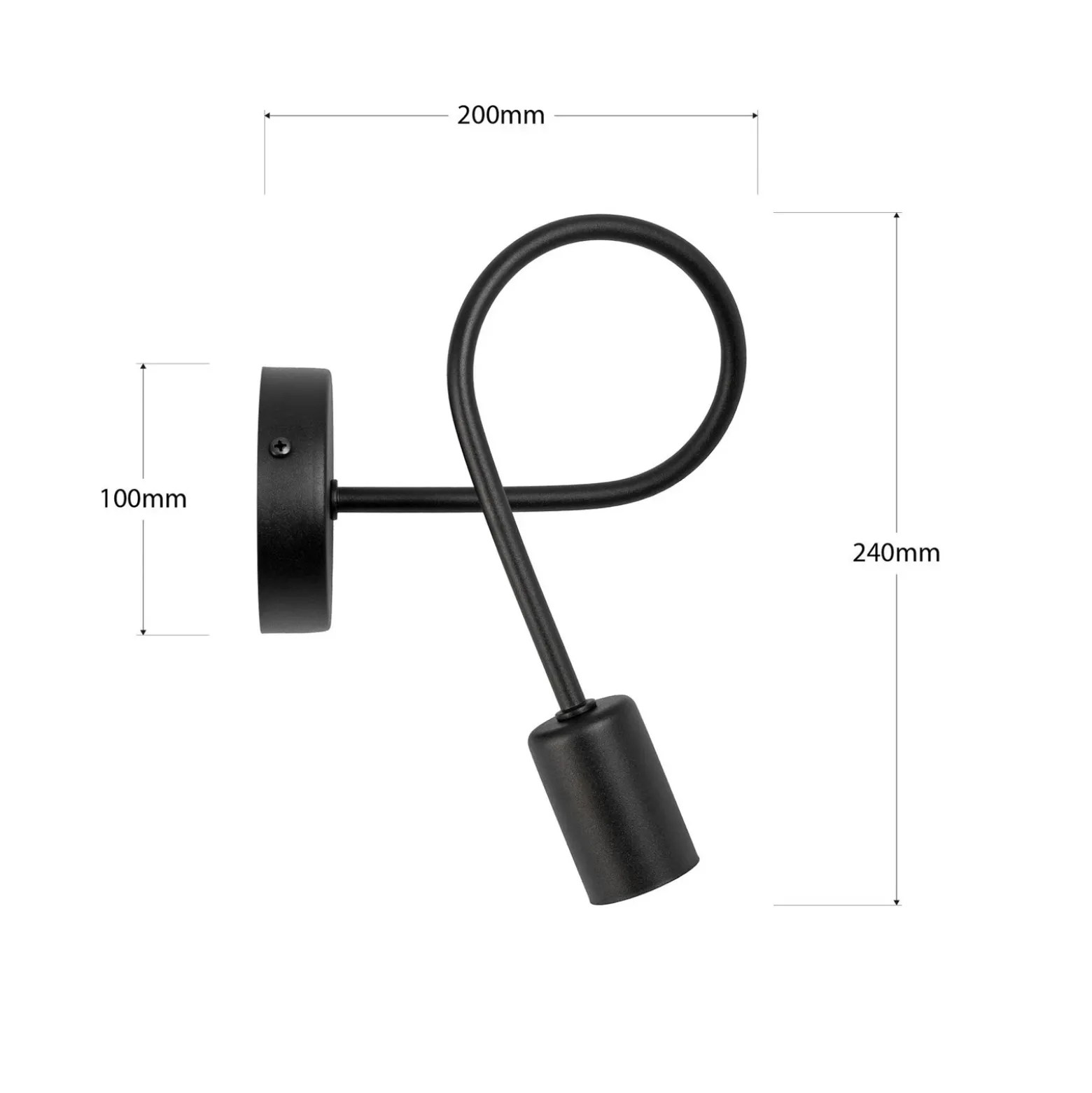 Aplique de pared Oxford de metal en negro
