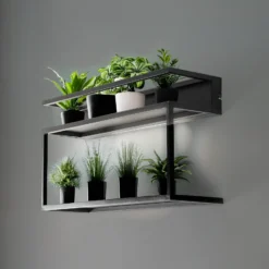 Aplique de pared para estantería, negro, acero, 60 cm de largo, 1 x LED