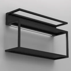 Aplique de pared para estantería, negro, acero, 60 cm de largo, 1 x LED
