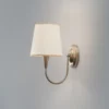 Aplique de pared Pardo, latón, metal/tejido, altura 31 cm, E27