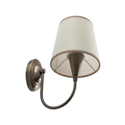 Aplique de pared Pardo, latón, metal/tejido, altura 31 cm, E27