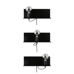 Aplique de pared Paulmann Devara, negra, 40 cm, E27, puerto USB