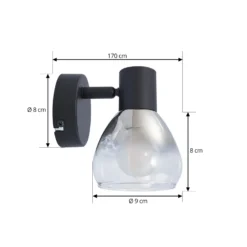 Aplique de pared Pendura de Lindby, Ø 9 cm, negro, cristal