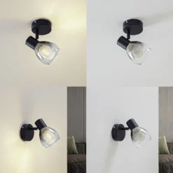 Aplique de pared Pendura de Lindby, Ø 9 cm, negro, cristal