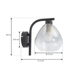 Aplique de pared Pendura de Lindby, Ø 15 cm, negro, cristal