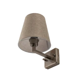 Aplique de pared perfil, dorado/crema, metal/tejido, altura 30 cm
