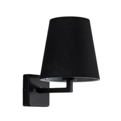 Aplique de pared perfil, negro, metal/tejido, altura 30 cm