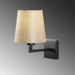 Aplique de pared perfil, negro/crema, metal/tejido, altura 30 cm