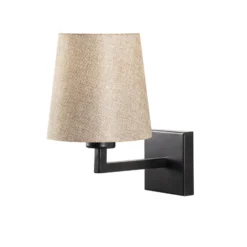 Aplique de pared perfil, negro/crema, metal/tejido, altura 30 cm