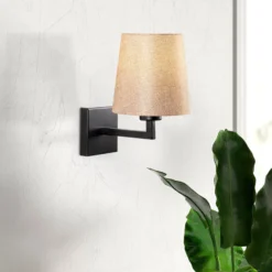 Aplique de pared perfil, negro/crema, metal/tejido, altura 30 cm