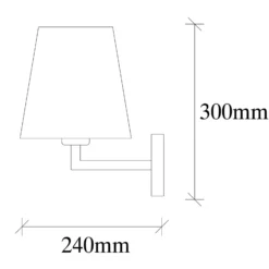 Aplique de pared perfil, negro/crema, metal/tejido, altura 30 cm