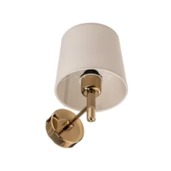 Aplique de pared Polo Plus con pantalla textil, latón/crema
