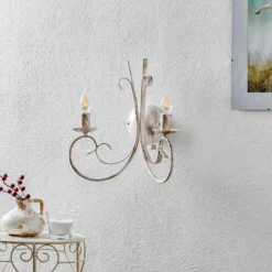 Aplique de pared Pompei, 2 luces, blanco antiguo