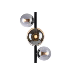 Aplique de pared Popsicle de Paul Neuhaus, negro, cristal, 29 cm, G9
