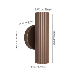 Aplique de pared Portillo, bronce, altura 20 cm, 2 luces. Metal, GU10.